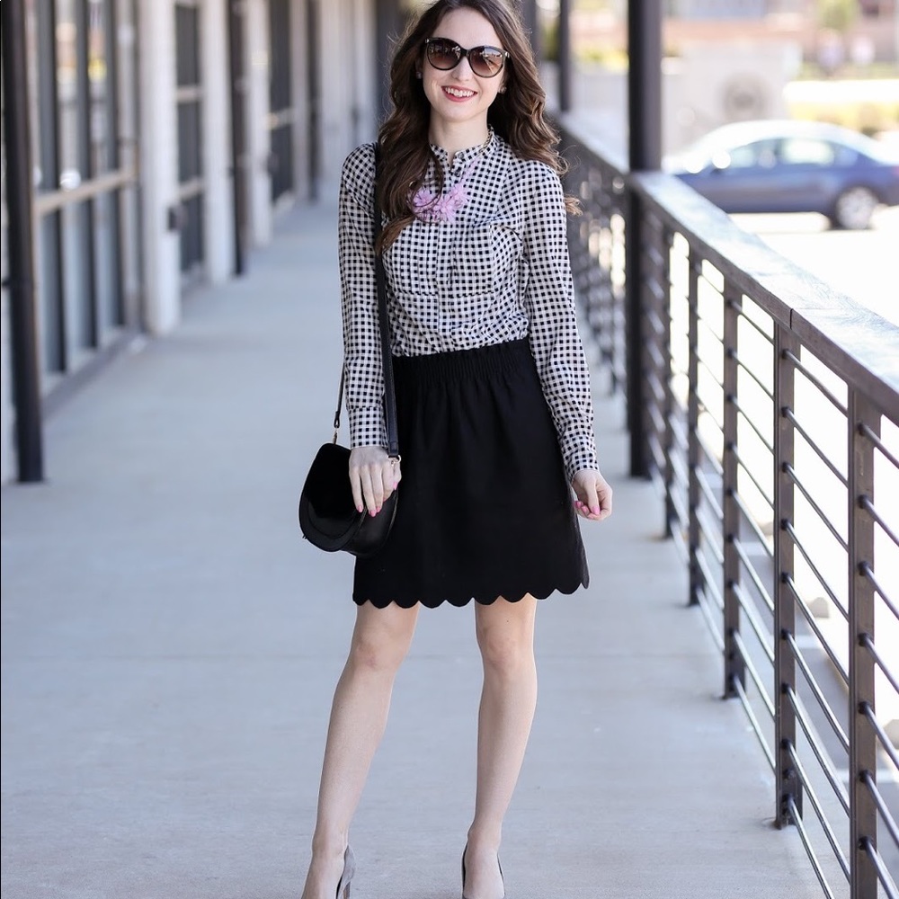 J Crew Scalloped Linen Skirt